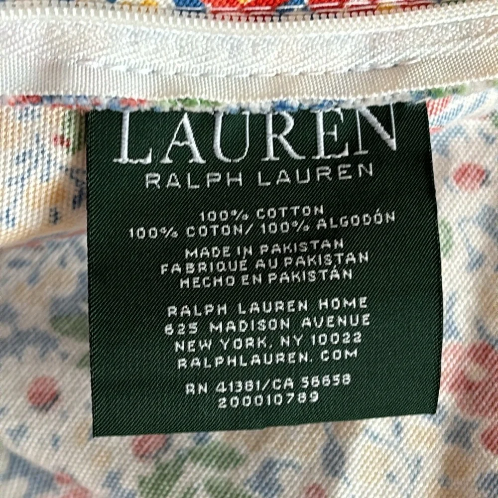 RALPH LAUREN Poppy Floral DECORATIVE PILLOW Sham Red Yellow Blue Green Floral